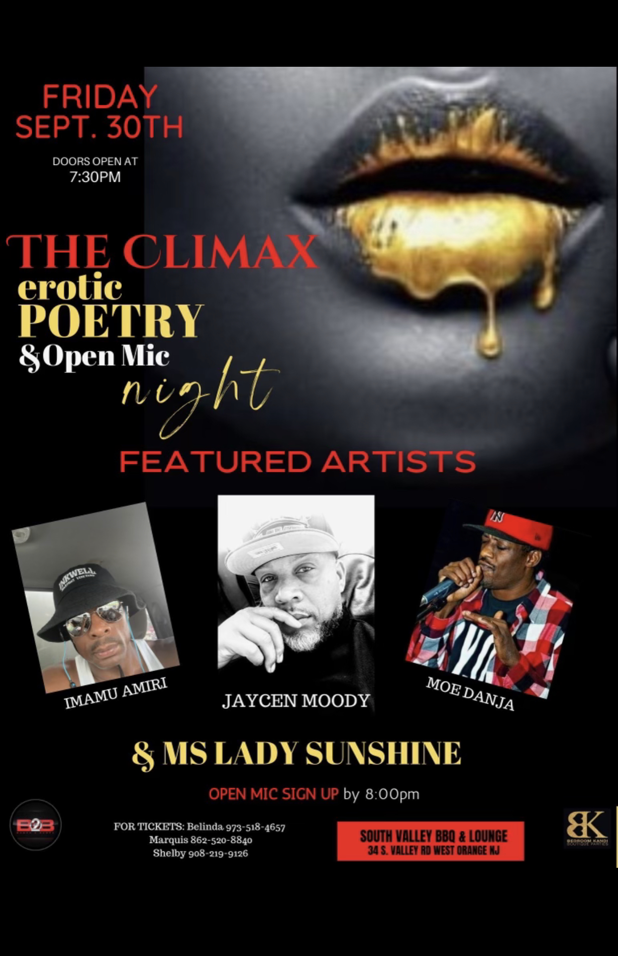 B2B Ent- The Climax Erotic Poetry & Open Mic Night